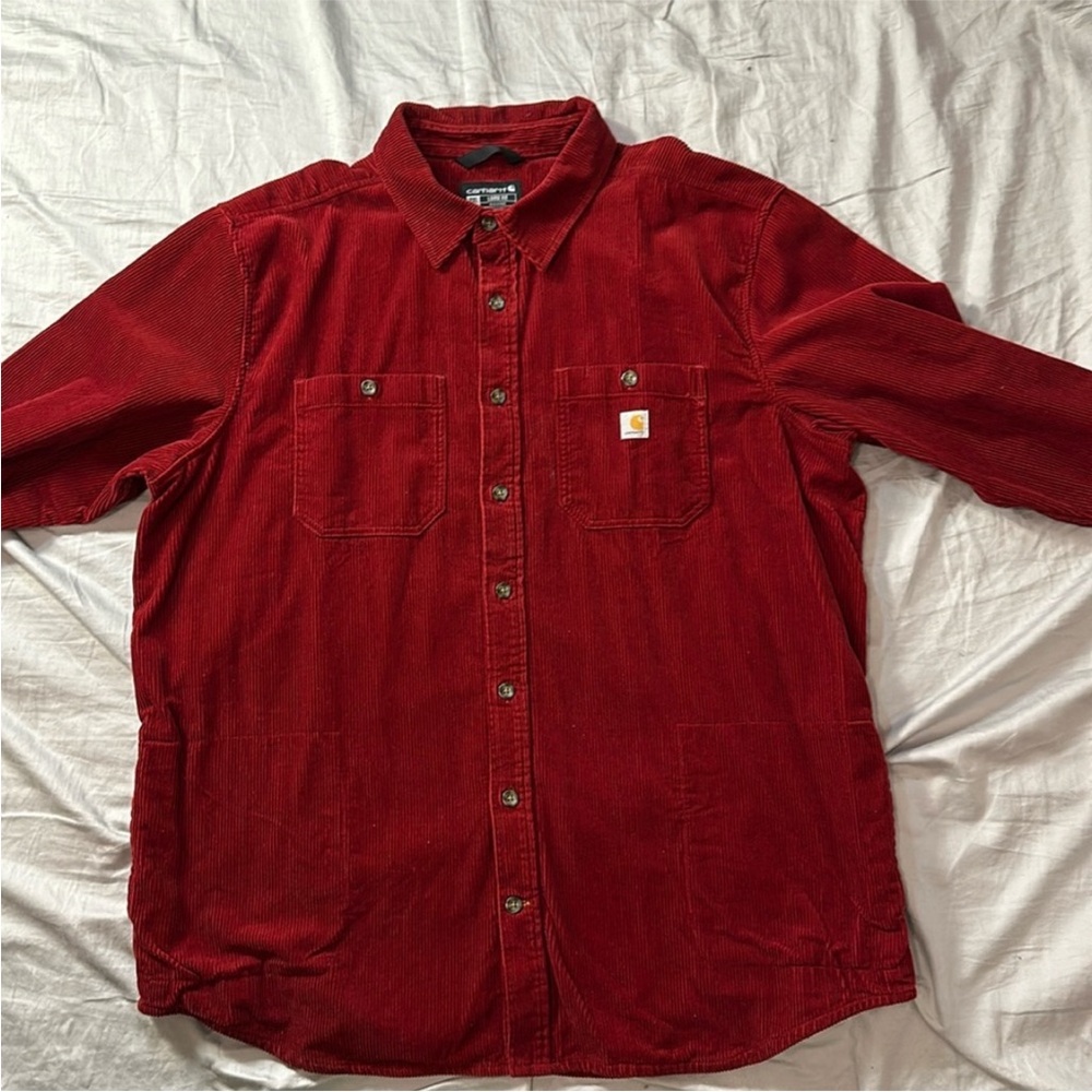 Carhartt Red Corduroy Fleeced Lined shirt/jacket